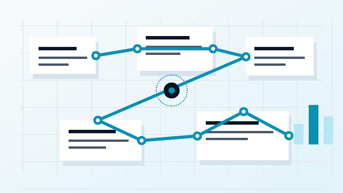 Ilustración editorial sobre medición del impacto de la inteligencia artificial en tareas, procesos y productividad organizativa